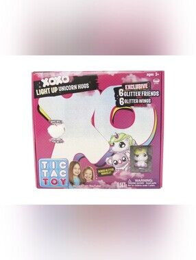 Tic Tac Toy XOXO Light Up White Unicorn Hugs & Glitter Friends